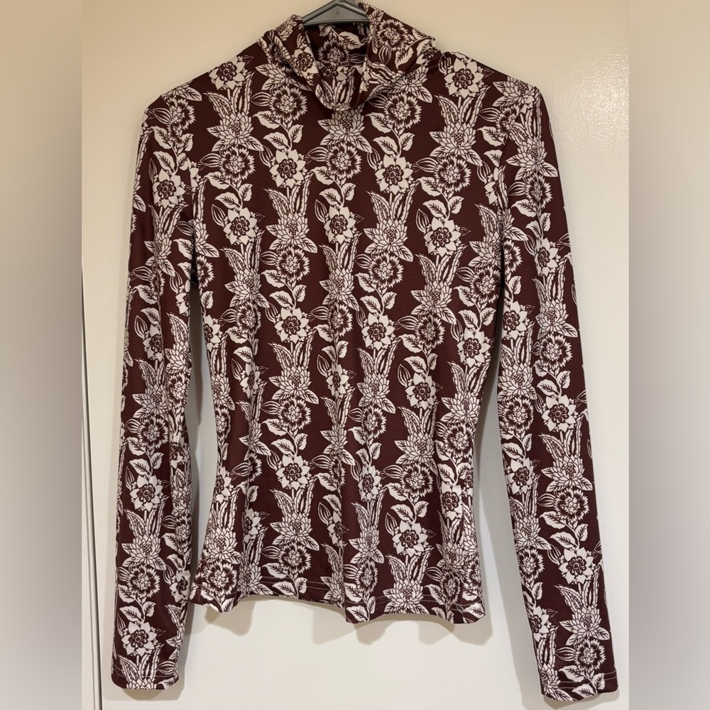 Floral Patterned Long Sleeve Turtleneck